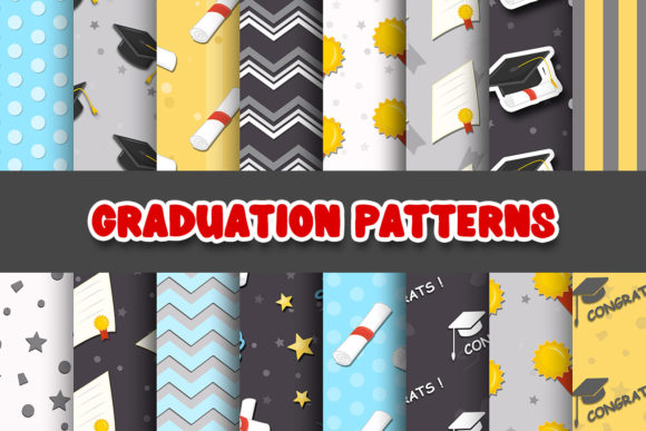 Graduation Digital Papers Patterns: 16 Versatile Backgrounds for Creative Projects