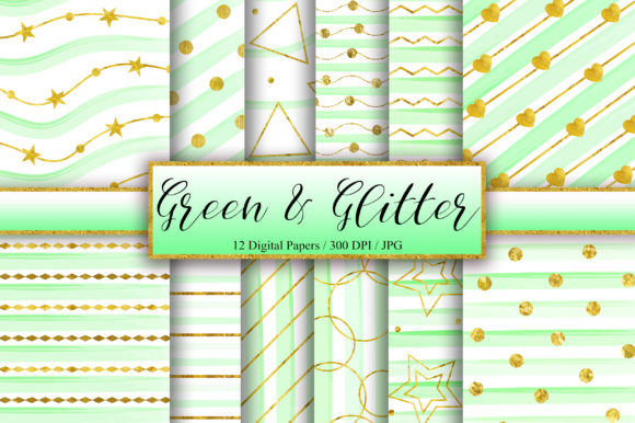 Green Gold Glitter Background for Design Projects