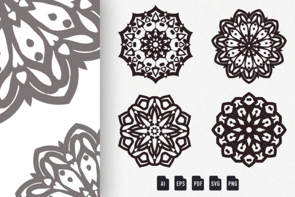 Mandala Ornament Set of 4 for Creative Projects