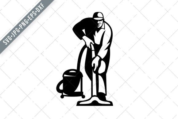 Retro Janitor SVG: Vintage Cleaning Illustrations for Creators