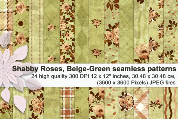 Shabby Roses Beige Green S-less Patterns: A Vintage Floral Resource for Creatives