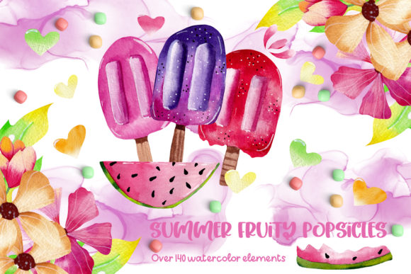 Summer Fruity Popsicles Collections: A Practical Watercolor Design Resource for Creatives and Small Businesses