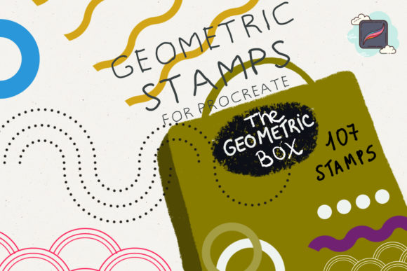 The Procreate Geometric Box and Set With 107 Procreate Geometric Stamps